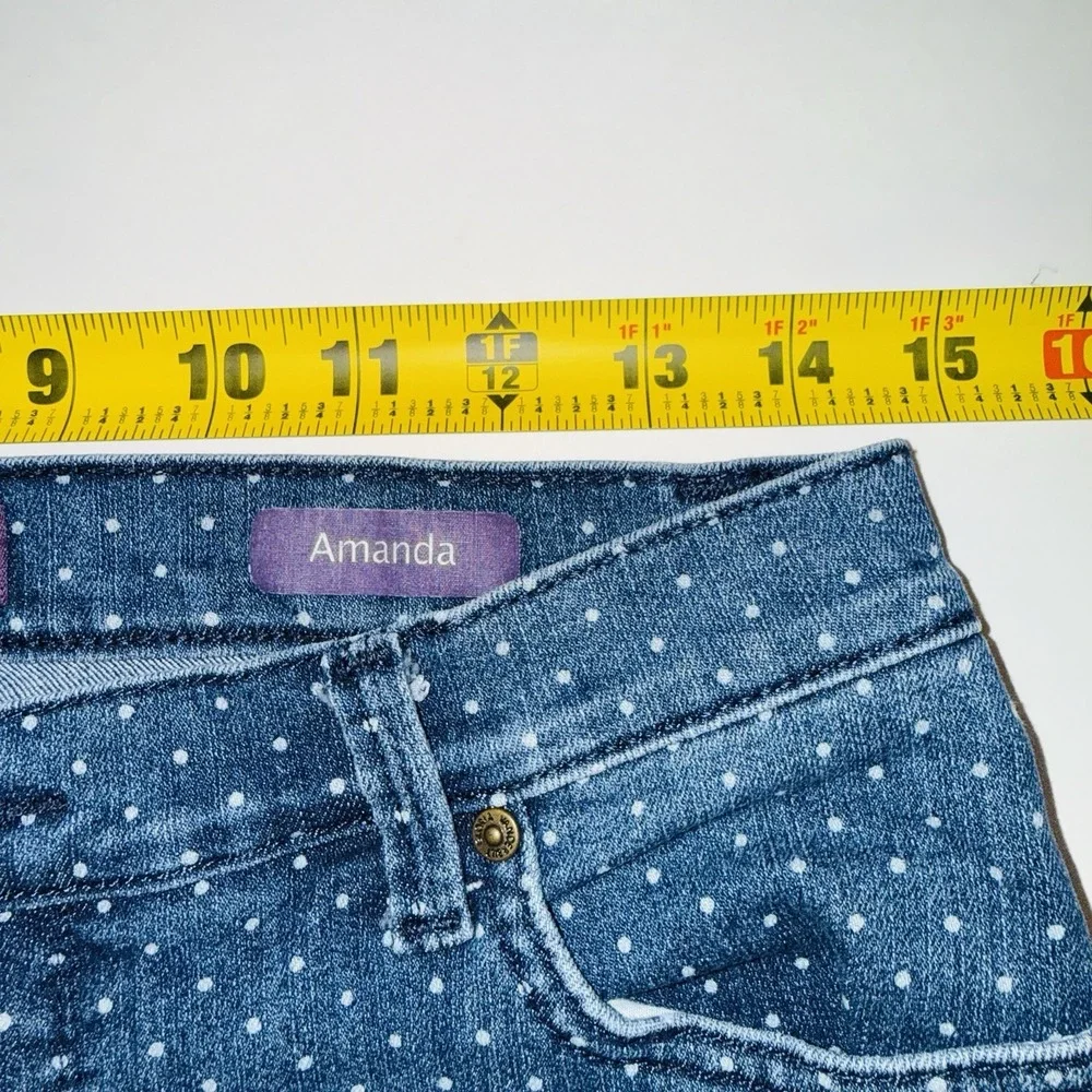 Gloria Vanderbilt Amanda Jeans 12P Blue Polka Dot Tapered Leg High Rise Petite - Picture 3 of 8